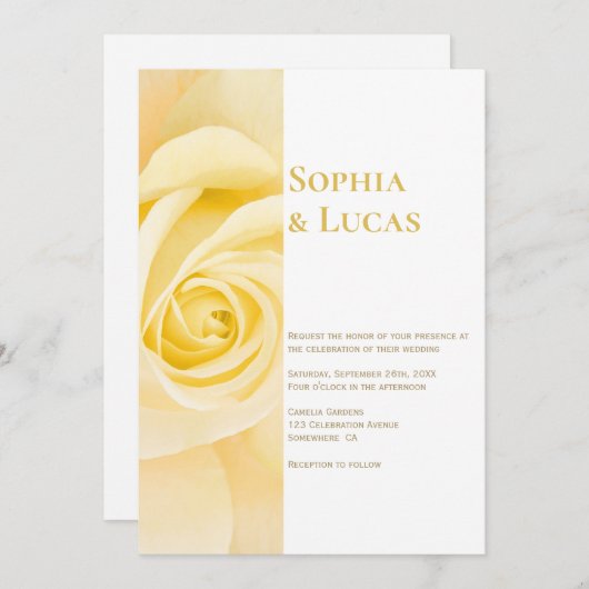 Invitation Mariage rose jaune moderne (Devant / Derrière)