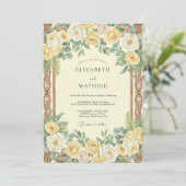 Invitation Mariage Rose Jaune Or (Debout devant)