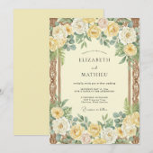 Invitation Mariage Rose Jaune Or (Devant / Derrière)