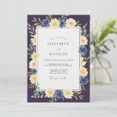 Invitation Mariage Rose Jaune Prune (Debout devant)
