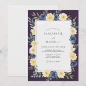 Invitation Mariage Rose Jaune Prune (Devant / Derrière)