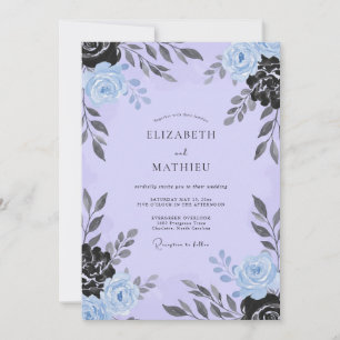 Invitation Mariage Rose Lavande Ardoise