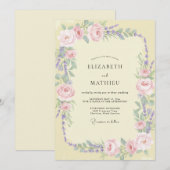 Invitation Mariage Rose Lavande Beurre (Devant / Derrière)