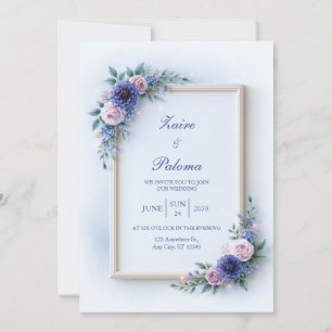 Invitation Mariage Rose Lavande Dahlia Blush