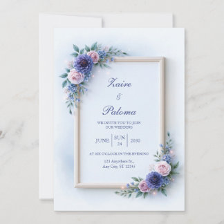 Invitation Mariage Rose Lavande Dahlia Blush