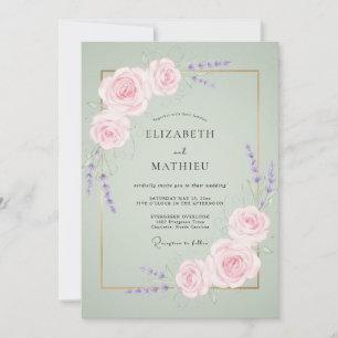Invitation Mariage Rose Lavande Menthe
