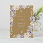 Invitation Mariage Rose Lavande Moutarde (Debout devant)