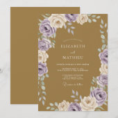 Invitation Mariage Rose Lavande Moutarde (Devant / Derrière)