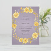 Invitation Mariage Rose Lilas Jaune (Debout devant)