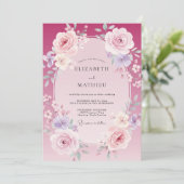 Invitation Mariage Rose Lilas Magenta (Debout devant)