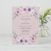 Invitation Mariage Rose Lilas Mauve (Debout devant)