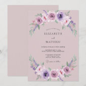 Invitation Mariage Rose Lilas Mauve (Devant / Derrière)