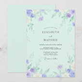 Invitation Mariage Rose Lilas Menthe (Devant / Derrière)