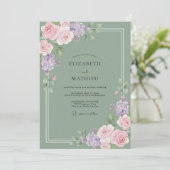 Invitation Mariage Rose Lilas Olive (Debout devant)