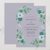 Invitation Mariage Rose Lilas Pâle Menthe (Devant / Derrière)
