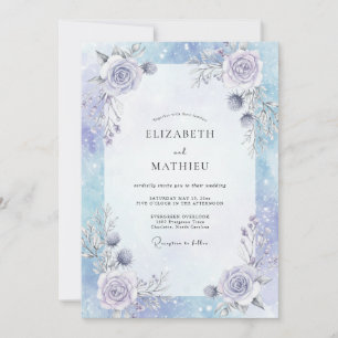 Invitation Mariage Rose Lilas Pervenche