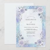 Invitation Mariage Rose Lilas Pervenche (Devant / Derrière)