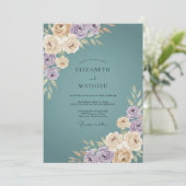 Invitation Mariage Rose Lilas Sarcelle Poussiéreuse (Debout devant)