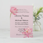 Invitation Mariage rose Lotus Floral (Debout devant)