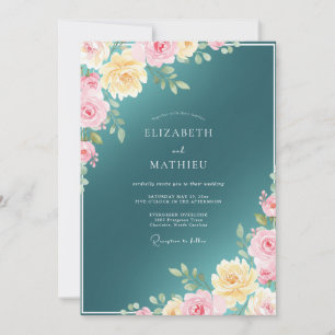 Invitation Mariage Rose Lumineuse Sarcelle