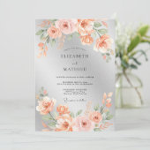Invitation Mariage Rose Lustrée Argent (Debout devant)