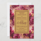 Invitation Mariage Rose Lux Deep Red Blush Gold (Devant)