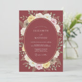Invitation Mariage Rose Luxueuse Marron (Debout devant)