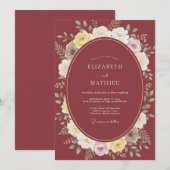 Invitation Mariage Rose Luxueuse Marron (Devant / Derrière)