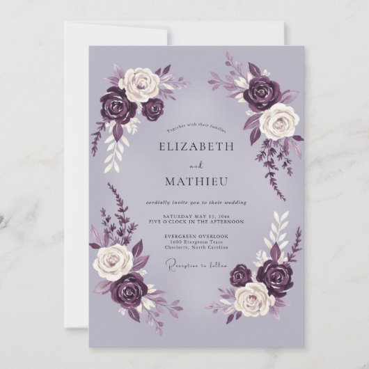 Invitation Mariage Rose Luxueuse Plum (Devant)