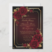 Invitation Mariage Rose luxueux Dark Burgundy Moody (Devant)