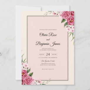Invitation Mariage Rose Magenta Blush