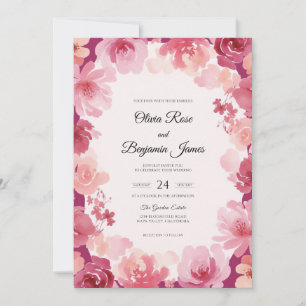 Invitation Mariage Rose Magenta Paeon