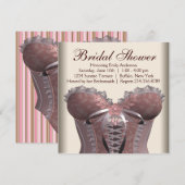 Invitation Mariage Rose Marron Corset Shower (Devant / Derrière)