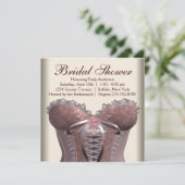 Invitation Mariage Rose Marron Corset Shower (Debout devant)