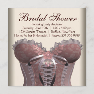 Invitation Mariage Rose Marron Corset Shower