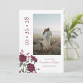Invitation Mariage Rose Marron Épargnez la Date (Debout devant)