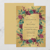 Invitation Mariage Rose Marron Moutarde (Devant / Derrière)