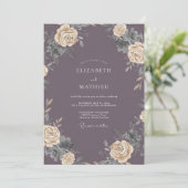 Invitation Mariage Rose Mauve Atténué (Debout devant)