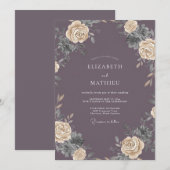 Invitation Mariage Rose Mauve Atténué (Devant / Derrière)
