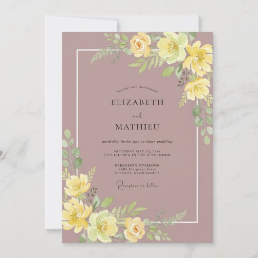 Invitation Mariage Rose Mauve Beurre (Devant)