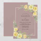 Invitation Mariage Rose Mauve Beurre (Devant / Derrière)