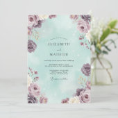 Invitation Mariage Rose Mauve Menthe (Debout devant)