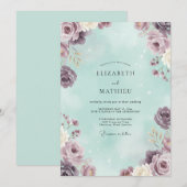 Invitation Mariage Rose Mauve Menthe (Devant / Derrière)