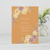 Invitation Mariage Rose Mauve Moutarde (Debout devant)