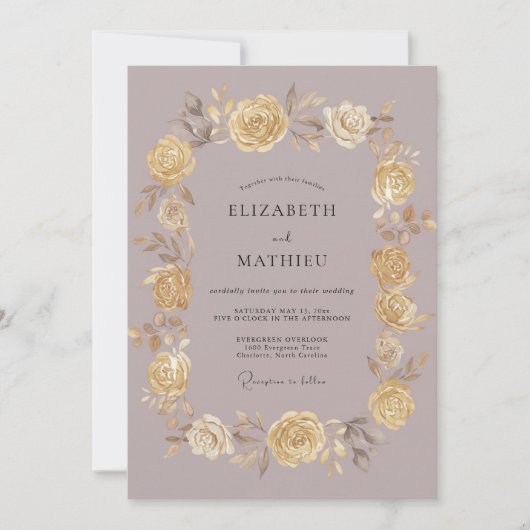 Invitation Mariage Rose Mauve Opulent (Devant)
