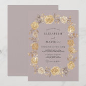 Invitation Mariage Rose Mauve Opulent (Devant / Derrière)
