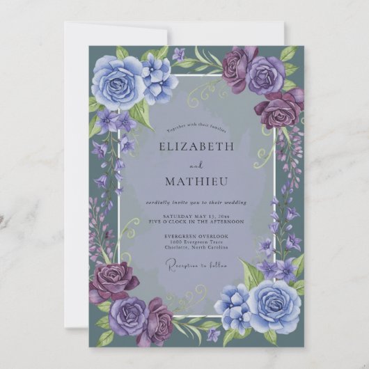 Invitation Mariage Rose Mauve Pervenche (Devant)