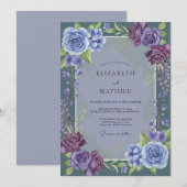Invitation Mariage Rose Mauve Pervenche (Devant / Derrière)