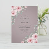 Invitation Mariage Rose Mauve Poussiéreuse (Debout devant)