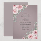 Invitation Mariage Rose Mauve Poussiéreuse (Devant / Derrière)